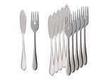Fischbesteck VILLEROY & BOCH "Fischbesteck Oscar 60er Set silber", silber, 12, Essbesteck-Sets, Fischbesteck, Spülmaschinenfest