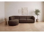 Ecksofa HOME AFFAIRE "OSTRUP Rundsofa, L-Form, Naturtöne, Boucle oder Chenille", braun, B:273cm H:73cm T:250cm, 100% Polyester, Sofas, Ecksofa, Breite 273 cm, organische Form mit sanften Rundungen