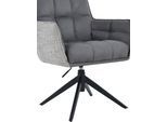 Drehstuhl HELA "POMBA", grau (dunkelgrau, grau, schwarz, dunkelgrau, grau), B:61cm H:88,5cm T:65cm, Metall, Polyester, Stoff, Stühle, Drehstuhl, 360 drehbar, höhenverstellbar, Federkorb, Armlehnen, 140kg belastbar