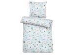 Bettwäsche APELT "Kyst", blau, B/L: 135cm x 200cm, 1 Stk., 1 Stk., Satin (Bio-Baumwolle), B/L: 80cm x 80cm, Satin (Bio-Baumwolle), Obermaterial: 100% Baumwolle, Bettwäsche, Bettwäsche, nordisches Strandmotiv