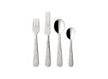 Kinderbesteck VILLEROY & BOCH "Kinderbesteck Happy as a Bear silber", silber, 4, Essbesteck-Sets, Kinderbesteck, Spülmaschinenfest