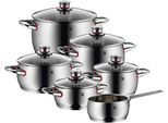 Topf-Set WMF "Quality One", rot (edelstahl, rot), B:32cm H:30cm L:56,5cm, Töpfe, Topf-Set, Cool+ Technologie für wärmereduzierte Griffe, breiter Schüttrand