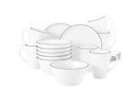 Geschirr-Set SELTMANN WEIDEN "Frühstücks-Set Lido Black Line 18er Set schwarz-weiß", bunt (schwarz, weiß), 18, Porzellan, Geschirr-Sets, Geschirr-Set, Spülmaschinengeeignet, Mikrowellenfest, Ofenfest
