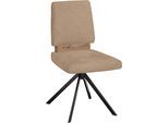 Drehstuhl MASSIVLINE & MORE "Brügge 301", beige (hellbraun, schwarz, hellbraun), B:48cm H:92cm T:59,5cm, Holzwerkstoff, Metall, Stoff, Stühle, Drehstuhl