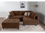 Ecksofa COLLECTION AB "Toni L-Form, B: 215 cm", braun (kaffeebraun), B:215cm H:44cm T:184cm, 100%Polyester, Sofas, Ecksofa, Set: Sofa & Hocker, 2 Zierkissen, Federkern
