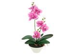 Kunstblume I.GE.A. "Kunstorchidee im Topf", dunkelrosa, B:18cm H:30cm T:12cm, Polyester, Kunstpflanzen, Kunstblume, 30cm künstliche Orchidee mit Blüten Phalaenopsis Kunstpflanze Pflanze