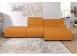 Ecksofa EGOITALIANO "Babouche, Designsofa mit außergewöhnlichem Sitzkomfort zum Wohlfühlen", gelb (sunflower), B:287cm H:80cm T:98cm, Leder NUVOLE (Echtes Rindsleder). Halbnatürliches, halbnarbiges Rindsleder mit einer natürlichen Körnung von 1, 2 bis 1, 4 mm. Dieses Leder hat eine weiche, wachsartige Haptik mit mattem Aussehen und einem Wolkeneffekt. Es handelt sich um ein Naturleder, das die urs