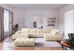 Wohnlandschaft COTTA "Orion U-Form, B: 409 cm", beige (ivory), B:409cm H:73cm T:225cm, 100% Polyester, Sofas, Wohnlandschaft, mit Kopfteilverstellung & 6 Nierenkissen