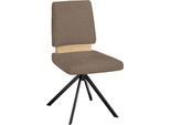 Drehstuhl MASSIVLINE & MORE "Brügge 301", mittelbraun, schwarz, mittelbraun, B:48cm H:92cm T:59,5cm, Holzwerkstoff, Metall, Stoff, Stühle, Drehstuhl