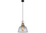 GLOBO LIGHTING Hängeleuchte "DOROTHEA", schwarz, 1 Stk., Leuchten, Hängelampe/Pendelleuchte/Messing/Glas/Wohnzimmer/Esszimmer, Hängeleuchte