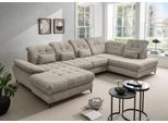 Ecksofa HOME AFFAIRE "Lazio modern & bequem, Breite 358cm, U-Form, tolle Detailverarbeitung", silber, zierkissen silber, B:358cm H:94cm T:216cm, 93% Polyester, 7% Polyamid, Sofas, Ecksofa, inkl. Bettkasten, Bettfunktion, Kopfteil-, Sitztiefenverstellung