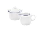 Milch- und Zuckerset SELTMANN WEIDEN "Milch- & Zucker-Set Compact Blaurand weiß-blau", bunt (weiß, blau), 2, Porzellan, Geschirr-Sets, Spülmaschinenfest, Mikrowellensicher, Ofenfest