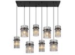 GLOBO LIGHTING Hängeleuchte "GORLEY", schwarz matt, H: 125cm, 1 Stk., Leuchten, Hängelampe Glasstäbe rauchfarben klar verlaufend elegant Esszimmer, Hängeleuchte