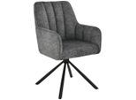 Carryhome Armlehnstuhl, Grau, Schwarz, Metall, Textil, Rundrohr, 57x91x65 cm, Sitzfläche 360° drehbar, Esszimmer, Stühle, Esszimmerstühle, Armlehnenstühle