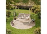 Beldano , Naturfarben, Hellgrau, Dunkelgrau, Beige , Metall , Füllung: Polyester , 220x151x195 cm , Gartenmöbel, Relaxmöbel, Hollywoodschaukeln