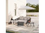 Beldano , Grau, Schwarz , Metall, Kunststoff, Textil , Füllung: Polyester , 178x74x175 cm , wetterfest , Gartenmöbel, Relaxmöbel