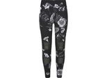 Leggings URBAN CLASSICS "Urban Classics Damen Girls Tech Mesh AOP Leggings", Mädchen, Gr. 158/164, Normalgrößen, schwarzflower aop, 77% Polyester, 23% Elasthan, slim fit, Hosen Leggings