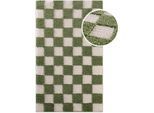 Badematte WECON HOME "Bobbi", grün, H:25mm, Oberfläche: 100% Polyester, Badematten, Badematte, Badteppich, Schachbrett-Design, weich, rutschhemmend, waschbar