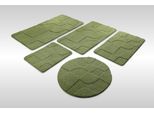Badematte WECON HOME "Davie", reseda grün, H:25mm, Oberfläche: 100% Polyester, Badematten, Badematte, Badteppich, Hoch-Tief-Effekt, weich, rutschhemmend, waschbar, getuftet