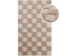 Badematte WECON HOME "Bobbi", beige, H:25mm, Oberfläche: 100% Polyester, Badematten, Badematte, Badteppich, Schachbrett-Design, weich, rutschhemmend, waschbar
