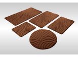 Badematte WECON HOME "Fiete", nuss braun, H:25mm, Oberfläche: 100% Polyester, Badematten, Badematte, Badteppich, Hoch-Tief-Effekt, weich, rutschhemmend, waschbar, getuftet