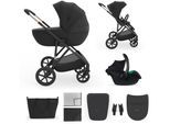 Kombi-Kinderwagen KINDERKRAFT "PRIME 3 3in1", Kinder, venezian schwarz, Polyester, Stahl, Kinderwagen, inkl. Babyschale MINK
