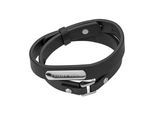Armband PHILIPP BLANC "PBA41BS", schwarz, silber, Armbänder, Herren, 18cm/19.5cm, Edelstahl Leder, Edelstahl, Leder, Armband