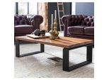 FineBuy Couchtisch Holz Sofatisch mit Metallgestell Wohnzimmertisch Tisch