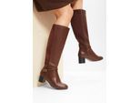 bonprix Stiefel, braun, Gr.38, Zeitloser Weitschaftstiefel mit dekorativer Schnalle, aus Vegan