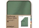 Bettbezug SCHLAFGUT "Woven Satin", grün (grün mid), B:155cm L:220cm, Mako-Satin, Obermaterial: 100% Baumwolle, Bettbezüge, besonders dicht gewebt, Mix & Match: passender Kissenbezug erhältlich