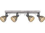 GLOBO LIGHTING Deckenspot "MORI", antik weiß getüncht, 4, H: 25cm, 1 Stk., Leuchten, Holz-Strahler antik weiß getüncht, Metall grau-blau, E27 40W, Deckenspot