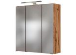 Spiegelschrank WELLTIME "Catania", braun (eiche), B:60cm H:64cm T:20cm, Schränke, Spiegelschrank, Inklusive LED-Beleuchtung