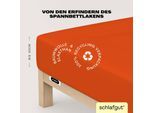 Spannbettlaken SCHLAFGUT "EASY JERSEY ELASTHAN Bettlaken, 170 g/m², 95% Baumwolle, 5% Elasthan", rot (rot mid), 1 Stk., Jersey, 180-200x200-220 30cm, Jersey, Obermaterial: 95% Baumwolle, 5% Elasthan, Bettlaken, Spannbettlaken, Spannbettlaken bis 30 cm Höhe, bügelfrei, pflegeleicht, perfekter Sitz