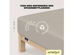 Spannbettlaken SCHLAFGUT "EASY JERSEY ELASTHAN Bettlaken, 170 g/m², 95% Baumwolle, 5% Elasthan", beige (sand mid), 1 Stk., Jersey, 90-100x200-220 30cm, Jersey, Obermaterial: 95% Baumwolle, 5% Elasthan, Bettlaken, Spannbettlaken, Spannbettlaken bis 30 cm Höhe, bügelfrei, pflegeleicht, perfekter Sitz