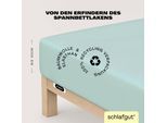 Spannbettlaken SCHLAFGUT "EASY JERSEY ELASTHAN Bettlaken, 170 g/m², 95% Baumwolle, 5% Elasthan", blau (petrol light), 1 Stk., Jersey, 120-130x200-220 30cm, Jersey, Obermaterial: 95% Baumwolle, 5% Elasthan, Bettlaken, Spannbettlaken, Spannbettlaken bis 30 cm Höhe, bügelfrei, pflegeleicht, perfekter Sitz