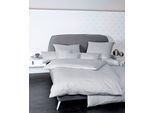 Bettwäsche JANINE "Colors", grau (hellgrau), B/L: 155cm x 200cm, 1 Stk., 1 Stk., Mako-Satin, B/L: 80cm x 80cm, 2 Stk., Mako-Satin, Obermaterial: 100% Baumwolle, Bettwäsche, Bettwäsche, feinfädige uni Bettwäsche für alle Jahreszeiten, Markenreißverschluss