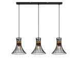 GLOBO LIGHTING Hängeleuchte "PURRA", schwarz, 3, H: 120cm, 1 Stk., Leuchten, Schwarze Hängeleuchte mit Metallstäben und Goldakzenten, Hängeleuchte