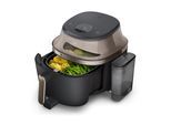 PHILIPS Heißluftfritteuse "NA547/07 Steam Airfryer 5000 Series mit EasySlide, 7,2L Kapazität", schwarz, gold, B:41cm H:32cm T:46cm, Fritteusen, mit Dampfgarfunktion u. RapidAir Plus Technologie; Schwarz/Gold