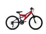 Jugendfahrrad WYLD "WYLD Kinder-Mountainbike Fully 24'' Zodiac rot 18 Gänge RH 38 cm" Gr. 38, rot, schwarz, Fahrräder, Kinder, 38cm, 24 Zoll (60,96cm) hinten: 24 Zoll (60,96cm)