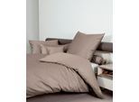 Bettwäsche JANINE "Colors", braun (cappuccino), B/L: 155cm x 200cm, 1 Stk., 1 Stk., Mako-Satin, B/L: 80cm x 80cm, 2 Stk., Mako-Satin, Obermaterial: 100% Baumwolle, Bettwäsche, Bettwäsche, feinfädige uni Bettwäsche für alle Jahreszeiten, Markenreißverschluss