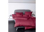 Bettwäsche JANINE "Colors", rot (bordeaux), B/L: 135cm x 200cm, 1 Stk., 1 Stk., Mako-Satin, B/L: 80cm x 80cm, 2 Stk., Mako-Satin, Obermaterial: 100% Baumwolle, Bettwäsche, Bettwäsche, feinfädige uni Bettwäsche für alle Jahreszeiten, Markenreißverschluss