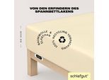 Spannbettlaken SCHLAFGUT "EASY JERSEY ELASTHAN Bettlaken, 170 g/m², 95% Baumwolle, 5% Elasthan", gelb (gelb light), 1 Stk., Jersey, 140-160x200-220 30cm, Jersey, Obermaterial: 95% Baumwolle, 5% Elasthan, Bettlaken, Spannbettlaken, Spannbettlaken bis 30 cm Höhe, bügelfrei, pflegeleicht, perfekter Sitz