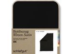 Bettbezug SCHLAFGUT "Woven Satin", schwarz (off, schwarz), B:155cm L:220cm, Mako-Satin, Obermaterial: 100% Baumwolle, Bettbezüge, besonders dicht gewebt, Mix & Match: passender Kissenbezug erhältlich