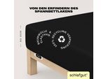 Spannbettlaken SCHLAFGUT "EASY JERSEY ELASTHAN Bettlaken, 170 g/m², 95% Baumwolle, 5% Elasthan", schwarz (off, schwarz), 1 Stk., Jersey, 120-130x200-220 30cm, Jersey, Obermaterial: 95% Baumwolle, 5% Elasthan, Bettlaken, Spannbettlaken, Spannbettlaken bis 30 cm Höhe, bügelfrei, pflegeleicht, perfekter Sitz