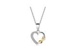 Zeeme Basic Anhänger mit Kette 925/- Sterling Silber zweifarbig Herz Zirkonia
