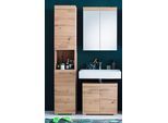 Badmöbel-Set WELLTIME "Avena", braun (asteiche), Holzwerkstoff, Kunststoff, Metall, Kastenmöbel-Sets, Badmöbel-Set, Badmöbel - Hochschrank, Waschbeckenunterschrank und Spiegelschrank