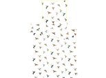 Bettwäsche APELT "Kolibri", weiß, B/L: 155cm x 220cm, 1 Stk., 1 Stk., Mako-Satin, B/L: 80cm x 80cm, 2 Stk., Mako-Satin, Obermaterial: 100% Baumwolle, Bettwäsche, Bettwäsche, stylische bunte Vögel