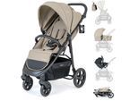 Kombi-Kinderwagen BABYGO "Evolution", Baby, beige, Aluminium, Stahl, Kinderwagen Kombi-Kinderwagen, mit Babywanne, Babyschale, Wickeltasche und Sportsitz