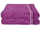 Duschtücher SCHIESSER "Skyline Color aus 100 % Baumwolle mit eleganter Streifenbordüre", lila (violett), B:70cm L:140cm, Frottier, Frottier, Handtücher, Duschtücher, MADE IN GREEN by OEKO-TEX