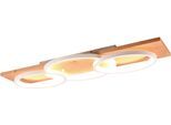 TRIO LEUCHTEN LED Deckenleuchte "BARCA, dimmbare Deckenlampe aus Holz & Metall mit indirektem Licht", weiß (weiß matt), 1, H: 10cm, 1 Stk., Leuchten, LED warmweiß & 4700 Lumen, für Wand- und Deckenmontage, 3 Dimmstufen, LED Deckenleuchte